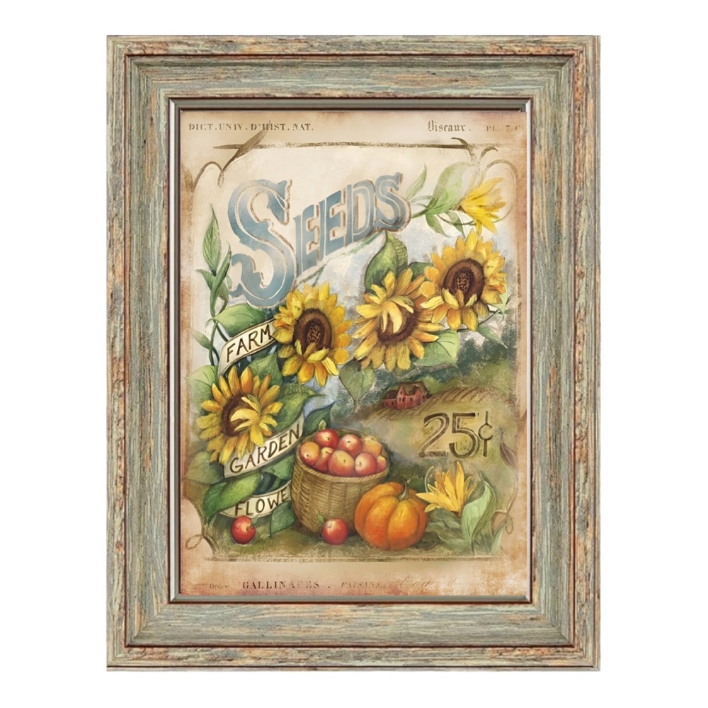 Vintage Farmhouse Seed and Sunflower Wall Art